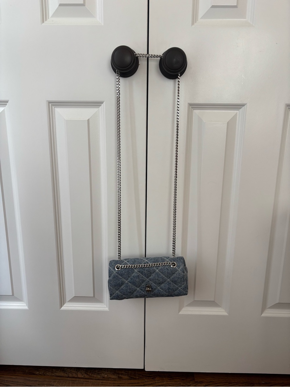 Marc Jacobs Quilted Denim Shoulder Bag with Silver Chain - Blue - Picture 2 of 4